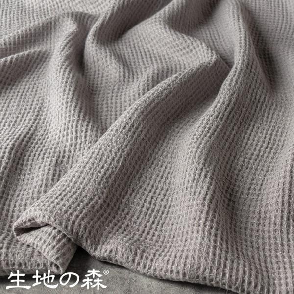 【20周年限定モデル】リネンワッフル-ハグ(Hug)/スモークグレー 生地の森 50cm単位 【 数...