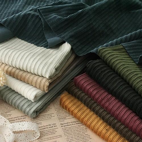 ワイド幅 洗いをかけた 親子コーデュロイ ストレッチ 無地 コール天