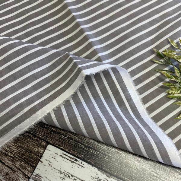 綿100％ ストライプ 生地 布 長50cm単位で延長可能 先染め 80双 ローン グレー 布地専門...