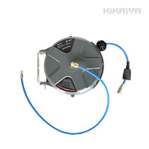 エアーホースリール 14.5メートル 自動巻き取り式 ブラケット付 天吊り／壁掛け対応 φ6.5×10mm KIKAIYA