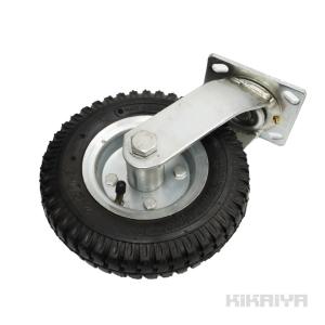 KIKAIYA（キカイヤ） 固定キャスター ゴム車輪 2個セット 100mm 取付穴