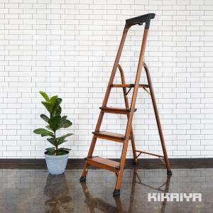 山善（YAMAZEN） 脚立 アルミ 4段 木目調 おしゃれ 幅広ステップ PSHW