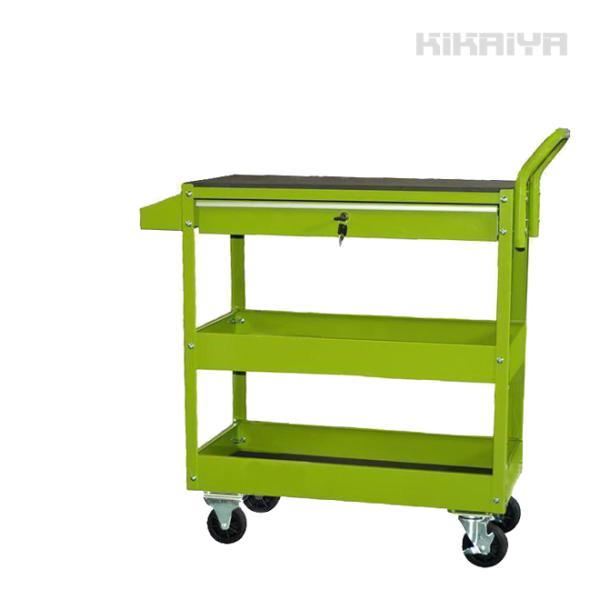 ツールワゴン 3段 キャスター付き ライトグリーン ツールカートDX 引き出し スプレー缶ドライバー...