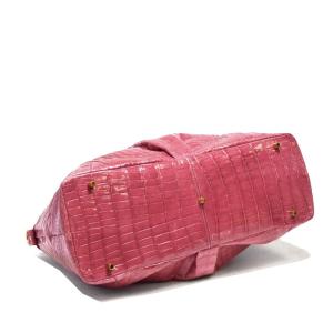 クロコダイルトートバッグシャイニング仕上げヘン...の詳細画像3