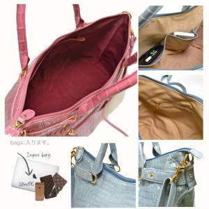 クロコダイルトートバッグシャイニング仕上げヘン...の詳細画像4