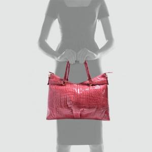 クロコダイルトートバッグシャイニング仕上げヘン...の詳細画像5