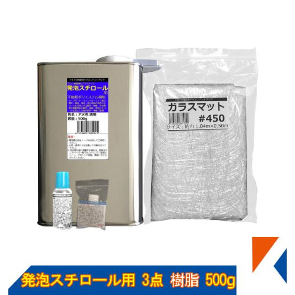 キクメン FRP 発泡スチロール用3点 樹脂500g（促進剤付き） 硬化剤 ガラスマット 配送無料