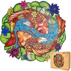 BELONGING HOMEWARE 200 Pcs Lucky Koi Animal Shaped Puzzle with Box Stand  1