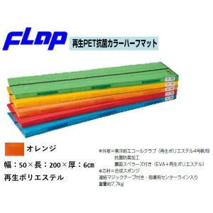 送料無料　FLAP　仲條　体操マット　再生PET抗菌カラーハーフマット　50×200×6cm　オレン...