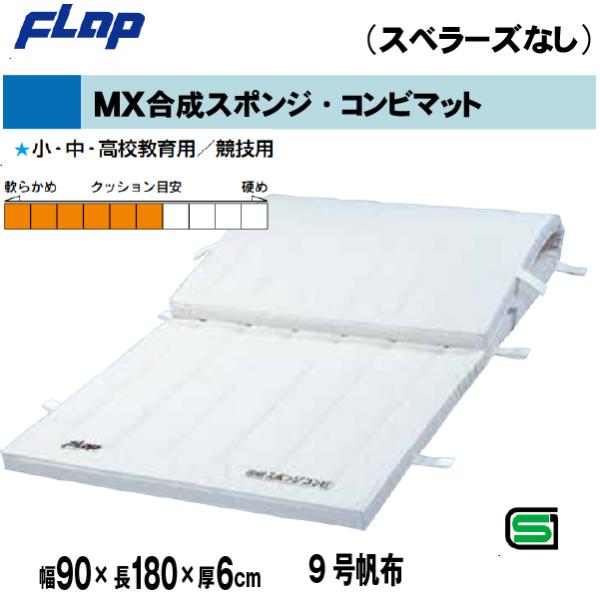 送料無料　FLAP　仲條　体操マット 　合成スポンジ・コンビマット　90×180×6cm　9号帆布F...