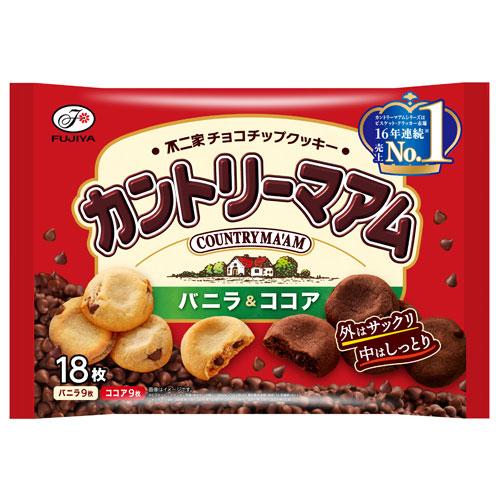 不二家 カントリーマアム バニラ＆ココア 18枚入 クッキー チョコ チョコクッキー ソフトクッキー...