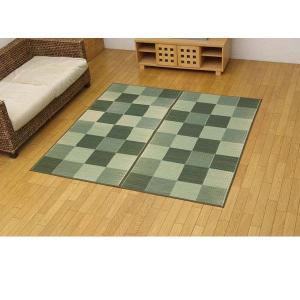 『代引不可』イケヒコ 純国産 い草花ござ 『Fブロック』 江戸間2畳(約174×174cm) グリーン [ ラグ ござ い草 ]