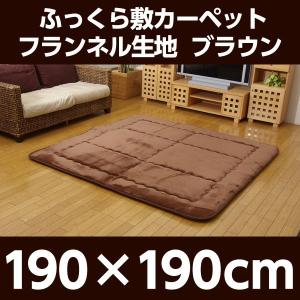 『代引不可』イケヒコ スムース ふっくら敷カーペット 190×190cm ブラウン [ カーペット ラグ シンプル フランネル ]