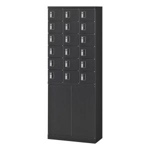 『代引不可』生興 小物入ロッカー 3列6段 18人用 内筒交換錠 W600×D300×H1600 ブラック KLKK-18H-TNBK『送料無料（一部地域除く）』