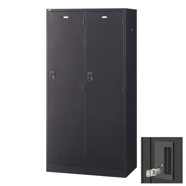 『代引不可』ロッカー 更衣室 スチール SLDKロッカー ワイド 2人用 内筒交換錠 ブラックサテン...