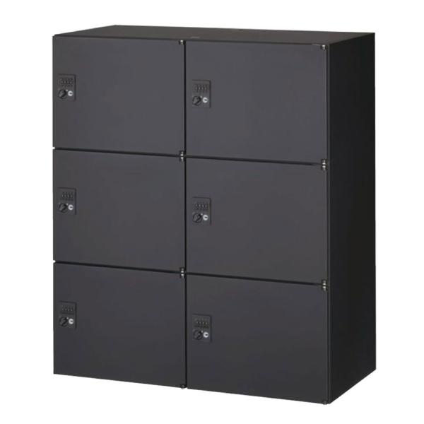 『代引不可』スチールロッカー 鍵付 6人用パーソナルボックス ダイヤル錠 下置用 ブラック RK45...