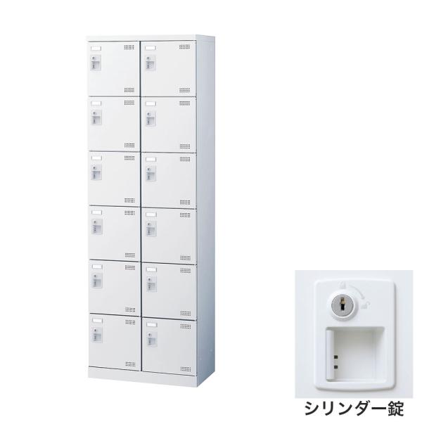 『代引不可』靴箱 シューズロッカー 下駄箱 鍵付 業務用 完成品 扉付 ホワイト 12足 SLBW-...