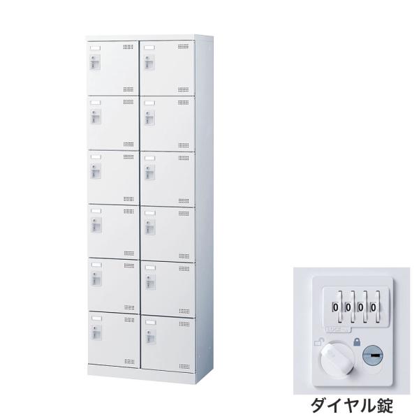 『代引不可』靴箱 シューズロッカー 下駄箱 鍵付 業務用 完成品 扉付 ホワイト 12足 SLBW-...