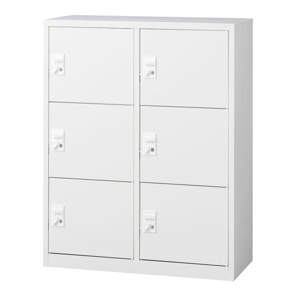 『代引不可』ロッカー 6人用 ミニ 6扉 ダイヤル錠 鍵付 H1110mm ホワイト ALZ-PL3...