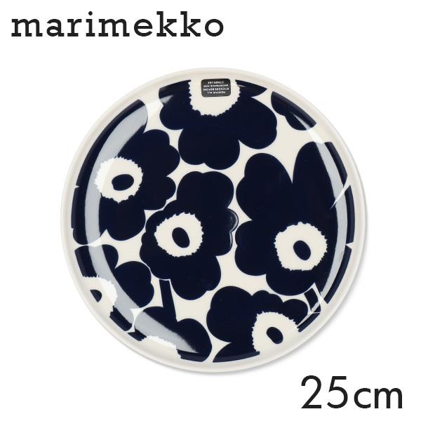 マリメッコ ウニッコ プレート 25cm ホワイト×ダークブルー Marimekko Unikko ...