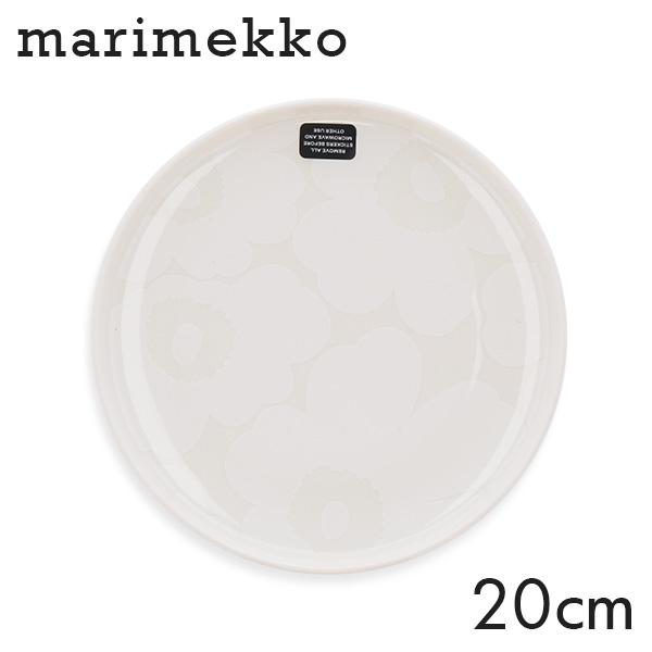 マリメッコ ウニッコ プレート 20cm ホワイト×ナチュラルホワイト Marimekko Unik...