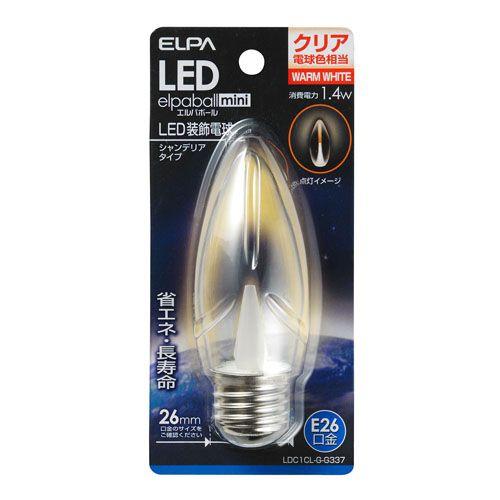 ELPA LED電球『シャンデリア球』（E26口金）クリア電球色相当 LDC1CL-G-G337