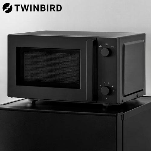 ツインバード 電子レンジ 18L ブラック DR-E268B 単機能 レンジ フラット ヘルツフリー...