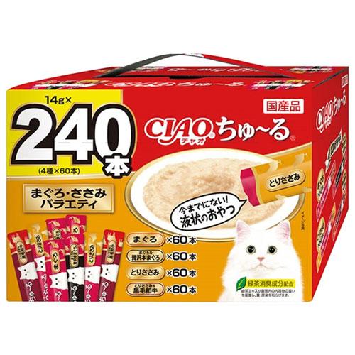 『ポイント10倍』いなば CIAO ちゅ〜る まぐろ・ささみバラエティ 240本入 猫用 猫用おやつ...