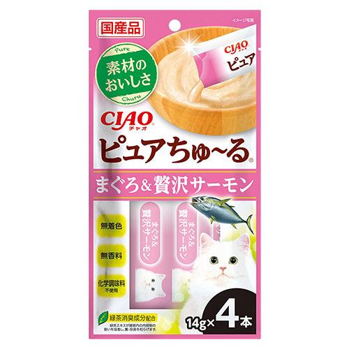 『ポイント10倍』いなば CIAO ピュアちゅ〜る まぐろ＆贅沢サーモン 14g 4本 ちゅ〜る ち...