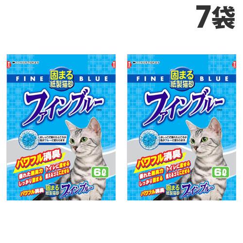 猫砂 紙製 常陸化工 固まる紙製猫砂 ファインブルー 6L×7袋『送料無料（一部地域除く）』