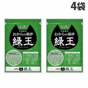 常陸化工 ファインキャット おからの猫砂 緑玉 6L×4袋 猫砂 猫用 猫用トイレ 猫のトイレ ねこ砂 おから オカラ トイレに流せる『送料無料（一部地域除く）』