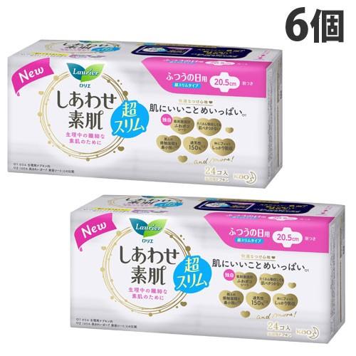 花王 ロリエエフ しあわせ素肌 超スリム ふつうの日用 羽つき 24個入×6個