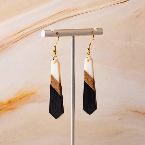 アクリルウッドピアス サージカルステンレス ゴールド モノトーン 金アレ対応