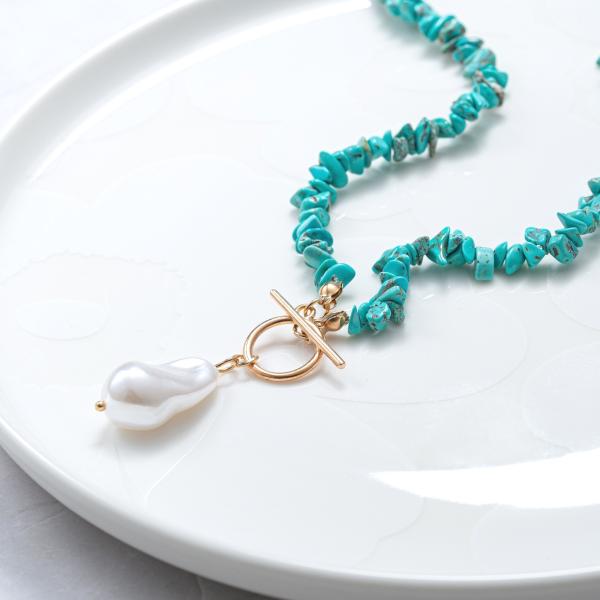 バロックパール風 ターコイズ チョーカー ネコポス発送 ハワイ ネックレス ペンダント