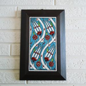 トルコタイル 手書き陶器2枚額 H47×W27×D1.5cm ミニアチュール