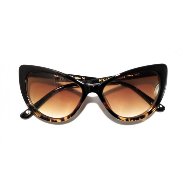 サングラスブラウン系フレーム キャッツアイ おしゃれなフォックス型