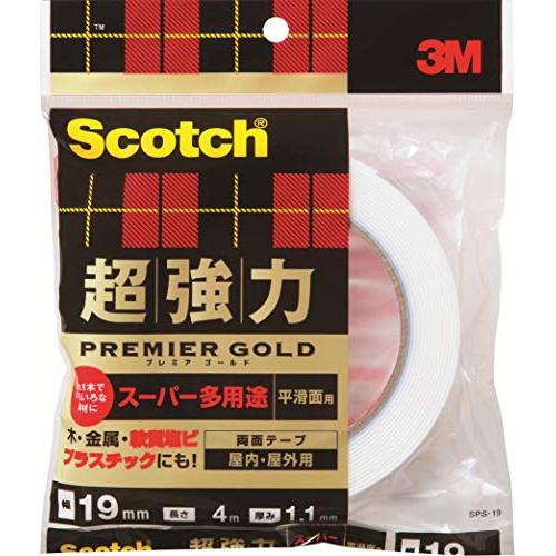 3M 両面テープ 超強力 スーパー多用途 幅19mm 長さ4ｍ スコッチ SPS-19 セミロング ...