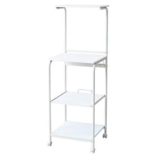 [山善] レンジラック 幅48×奥行41×高さ141cm スライド棚 2口コンセント ストッパー付き...