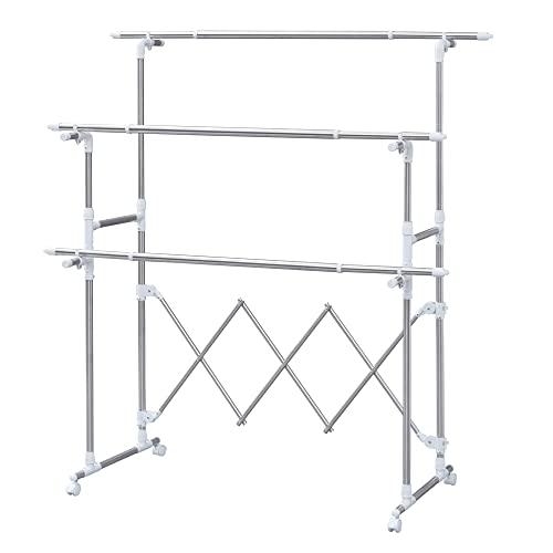 アイリスオーヤマ 樹脂 組み立て簡単たっぷり物干し 室内物干し 伸縮・大容量 H-MH1518N シ...