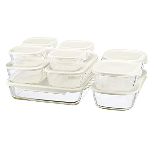 HARIO(ハリオ) スタッキング耐熱ガラスコンテナ・スクエア10個セット HKOZ-1002-OW