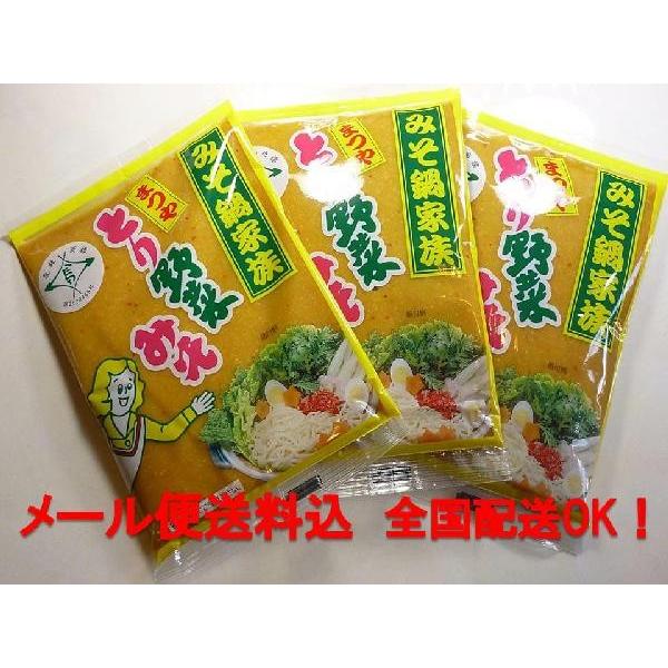 全国送料無料 みそ まつや とり野菜みそ3袋 プレーン 3袋  鍋味噌 ゆうパケットメール便