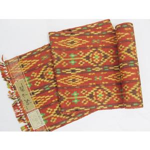 平和屋着物○全通柄京袋帯 バティック 花蝶格子 綿 逸品 DAAV6227ps