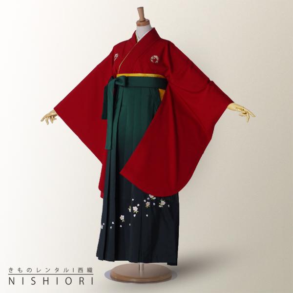 2尺袖着物と袴フルセット レンタル 往復送料無料 赤 黒