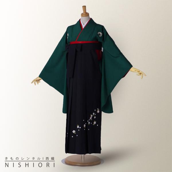 2尺袖着物と袴フルセット レンタル 往復送料無料 緑 ピンク系