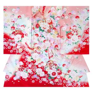 女児 女の子 産着 レンタル商品 お宮参り 着物 帽子 よだれかけ セット 貸衣装 和服 祝い着 初着 鮮やか ピンク 古典 No63｜和装通販 西織