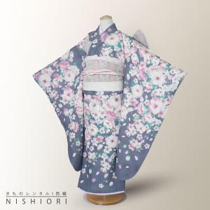 JILLSTUART ジルスチュアート レンタル商品 7歳の七五三 女の子 四つ身 着物 帯 フルセット 貸衣装 七歳 古典 グレイ 花