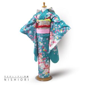 七五三 レンタル商品 四つ身 着物 フルセット【7歳 貸衣装 七歳 7才】子供 女児 和服 セット 古典【往復送料無料】緑 グリーン 新品足袋プレゼント No.262