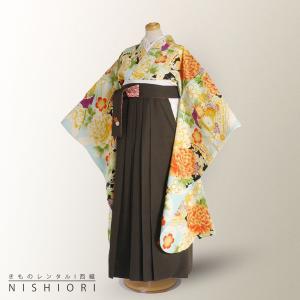 レンタル ちはやふる × JAPAN STYLE 貸衣装 ジュニア 二尺袖 着物 袴 CJ14 白 青 茶 刺繍｜kimono-cafe