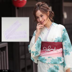 レース 重ね衿 エレガント伊達衿 ブルー 振袖用 浴衣用 総レース 成人