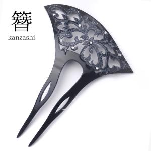 簪 バチ型 髪飾り 高級 かんざし 大理石調 ラ...の商品画像